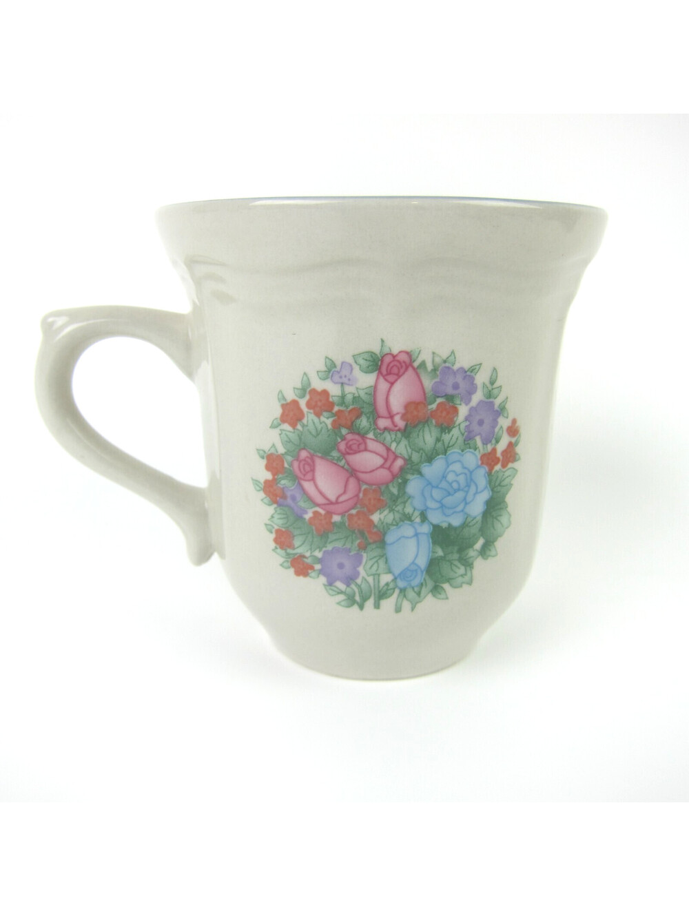 Vintage Gibson Spring Meadow Coffee Mug Tea Cup Blue Purple Red Flowers 1970s